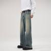 New Spring and Autumn Ice Blue Personality Monkey American Jeans Men Straight Loose