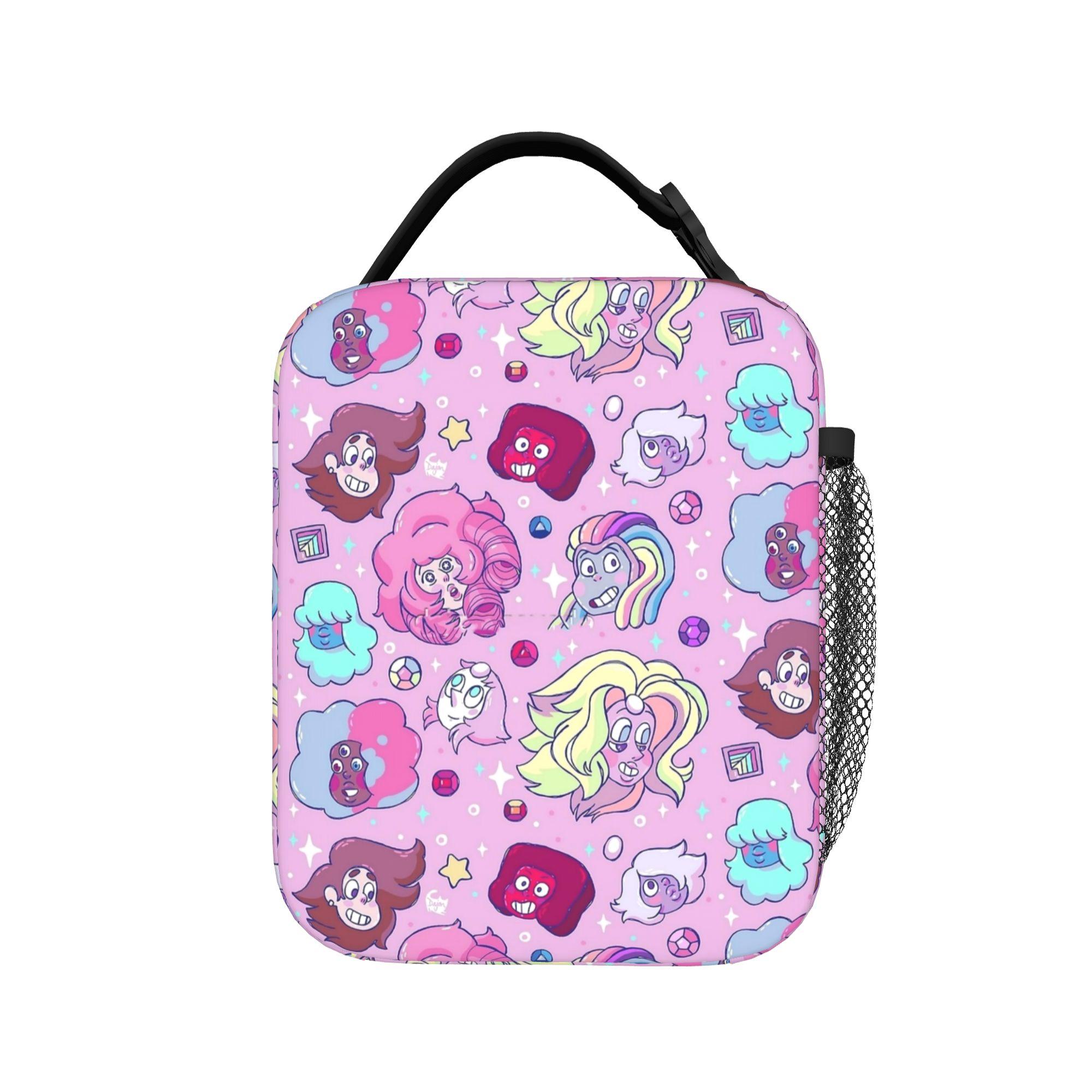 Sac à lunch Steven Universe Gemmes de Cristal Boîte à lunch scolaire pour enfant Sac fourre-tout Sacs repas Oxford Sac isotherme portable One Size