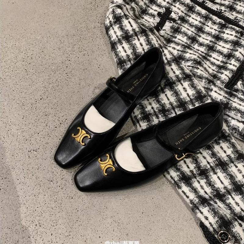 [Shei]~ Retro Gold Buckle Belt Mary Jane Shoes Women's Single Shoes Retro Style