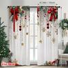 2Pcs Polyester Christmas Happy Red Printing Window Curtains Birthday Party Decoration Backdrop Drapes for Living Room