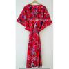 Indian Red Long Bird Print Cotton Hippie Maxi Women Boho Nightwear Caftan Dress CKFTN-SCRN-FULL-BUYIT-042