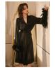 Elegant Satin Feather Sleeve Multi-color V-neck Tie-up Pajama Robe 942