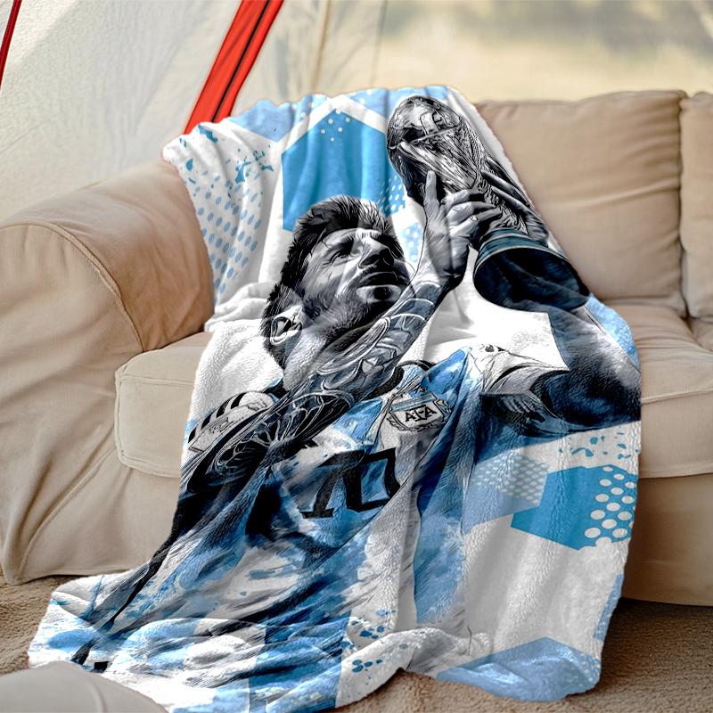 Football Star Messi Blanket, Valentine's Day, Halloween, Thanksgiving Gift Blankets, Home Blanket for Bed and Couch Use