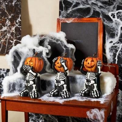Yousheng Halloween Decoration Skeleton Pumpkin Shape Statues Resin Gothic Decor Home Party Festival Skull Figurine