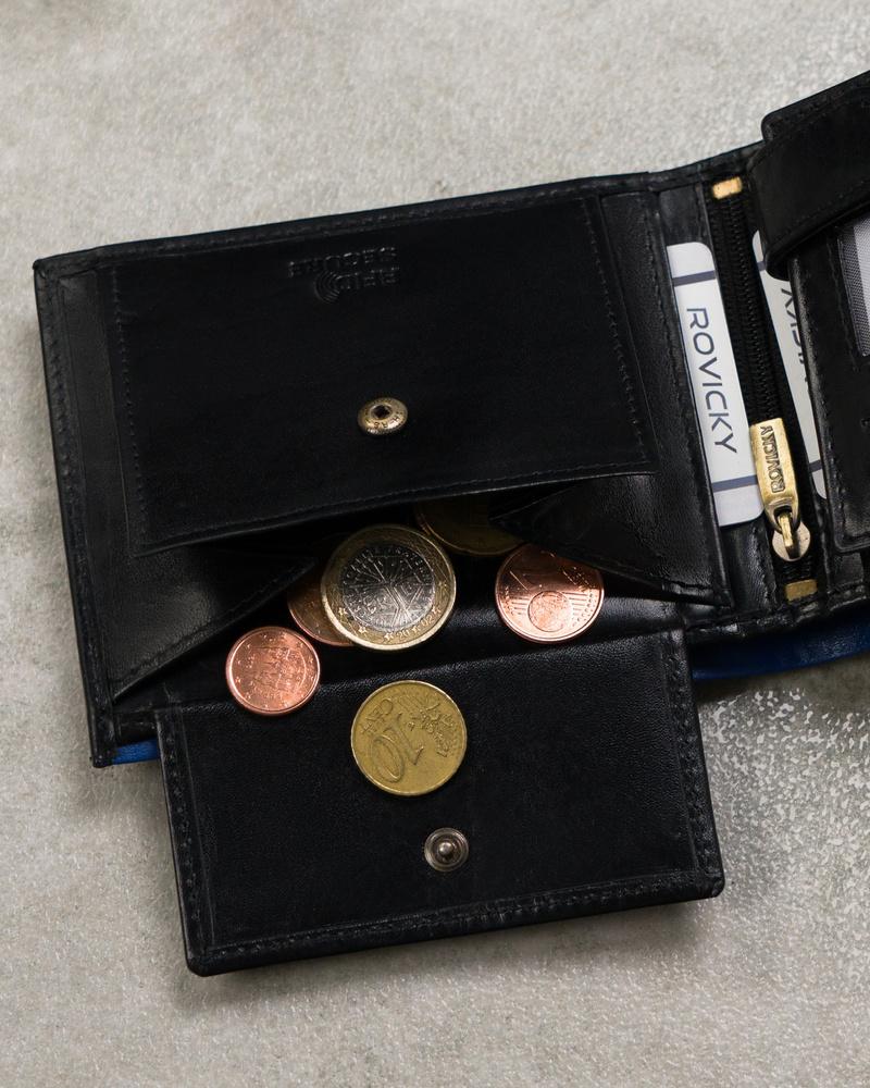 Men's Leather Wallet N992-RVT Black+Navy