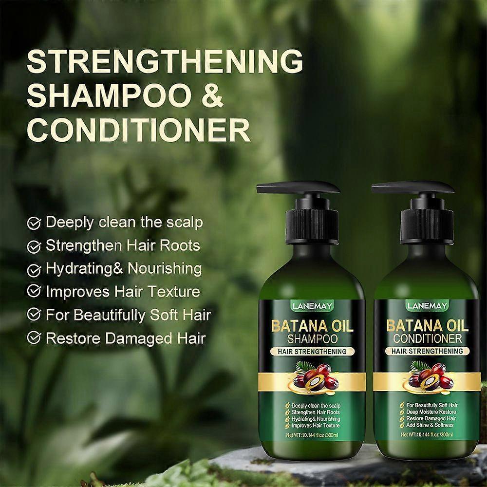 Batana Oil Shampoo & Conditioner Set for Thinning Hair & Hair Loss, Batana Oil for Hair Growth, Hair Strengthening, Hydarting & Nourishing, 300ML*2