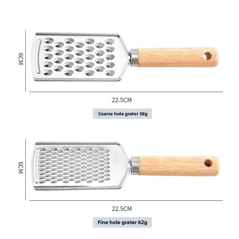 Stainless Steel Cheese Grater Handheld Non-Slip Cheese Grater Flat Quickly Wooden Handle Lemon Zester for Kitchen Accessories