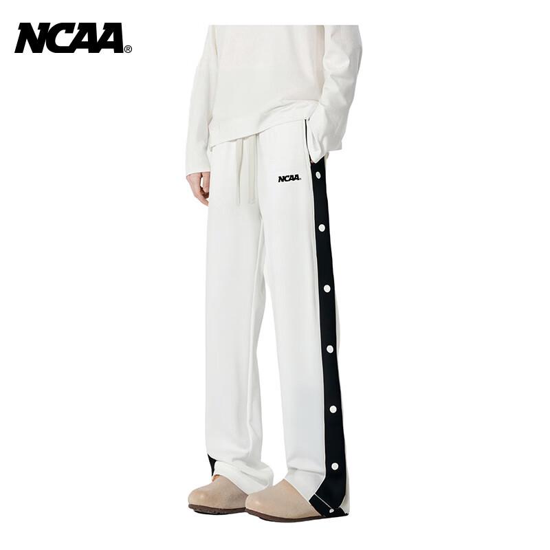 

NCAA Logo Print Straight-Leg Casual Pants with Side Buttons L