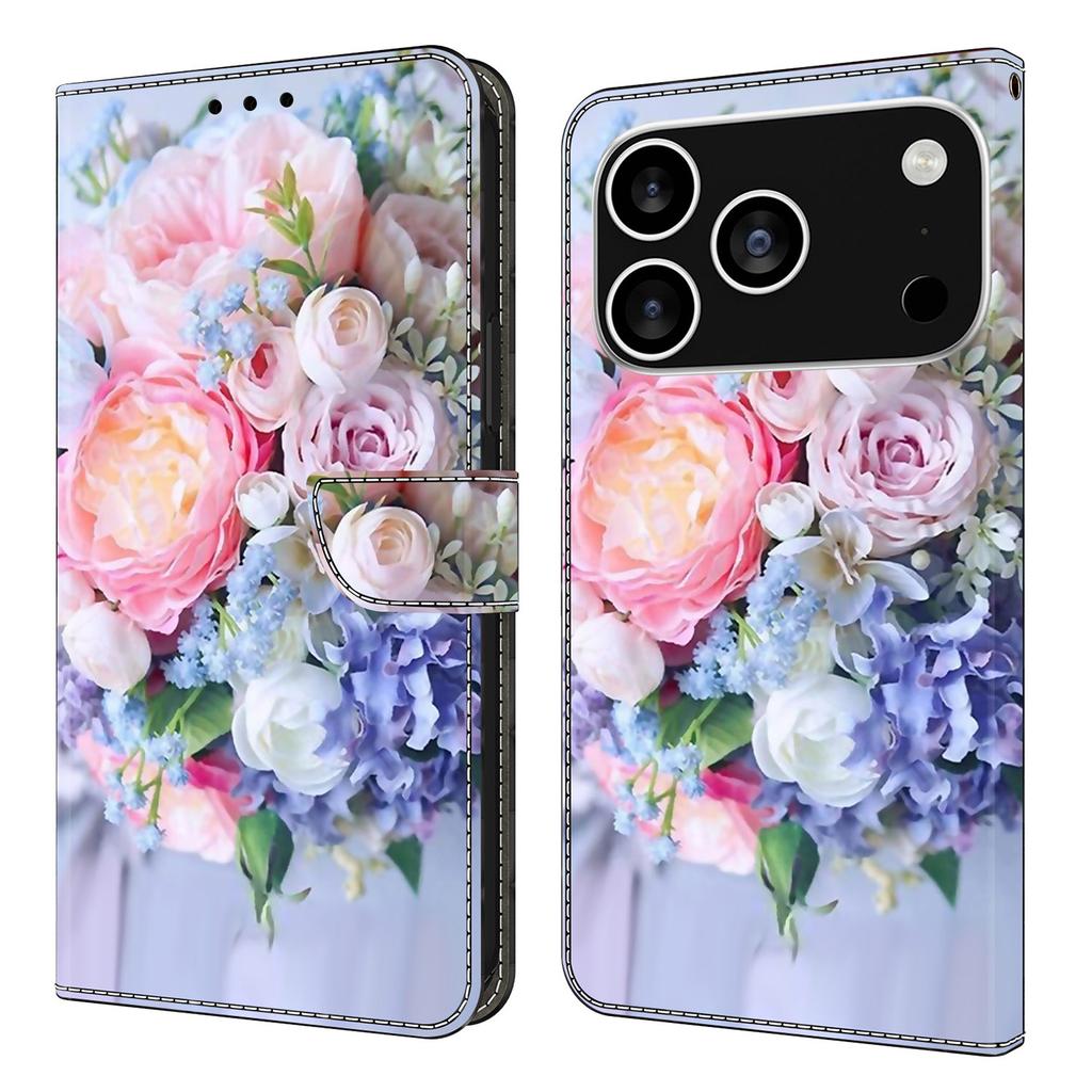 For iPhone 17 Pro Case Magnetic Clasp 3D Pattern Leather Wallet Phone Cover
