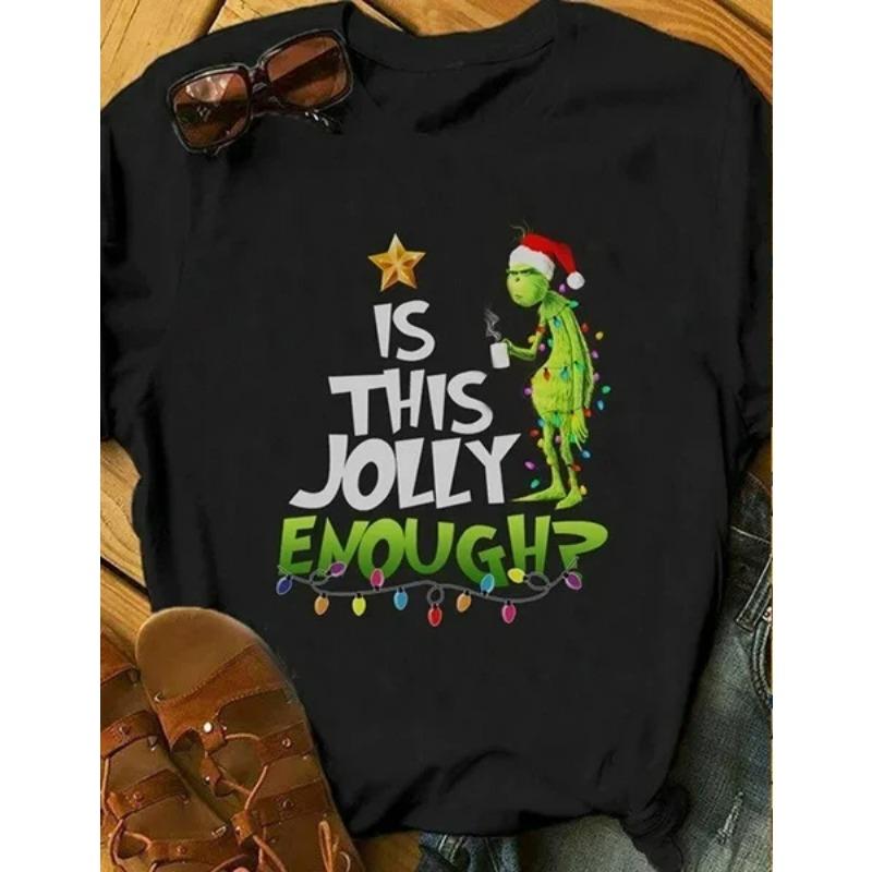 Christmas Cartoon Green Fur Monster 3D Printed Women's Short Sleeve Tees Top Kids Girl Casual Pullover