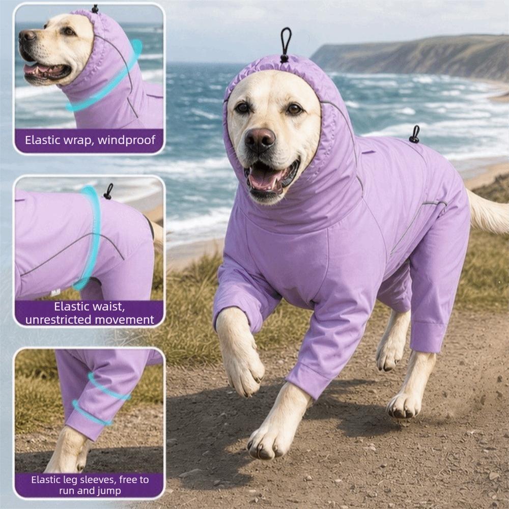 Waterproof Dog Hooded Raincoat Windproof Quick Dry Pet Waterproof Clothes Breathable Stretch Fabric Dog Windbreaker Walking