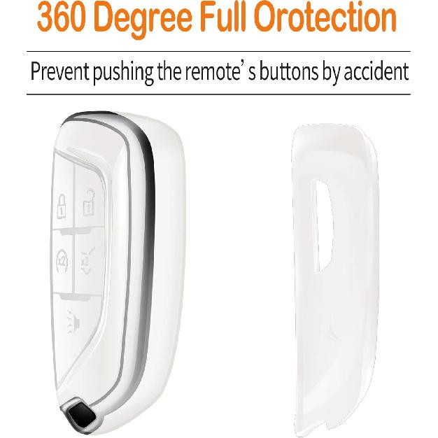 Sindeda for Cadillac Key Fob Cover with Keychain Soft Full Protection Key Shell Key Case Compatible with -2025 Lyriq Escalade ATS CT4 CT5 CT6 XT4 XT5