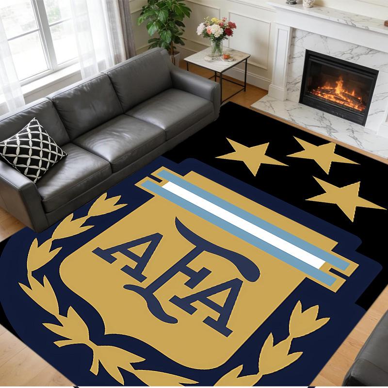 Anti‑Slip Crystal Velvet Floor Rug, Argentina National Team Design Carpet for Indoor Living Bedroom Home Decoration