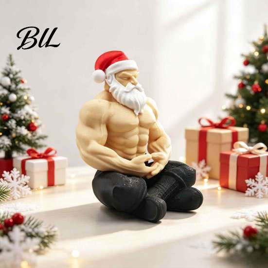 Santa Claus Muscle Figures Strong Muscles Ornament, Lines And Beard Decor, 3D Printed Funny Holiday Party Decorations Christmas Decoration,