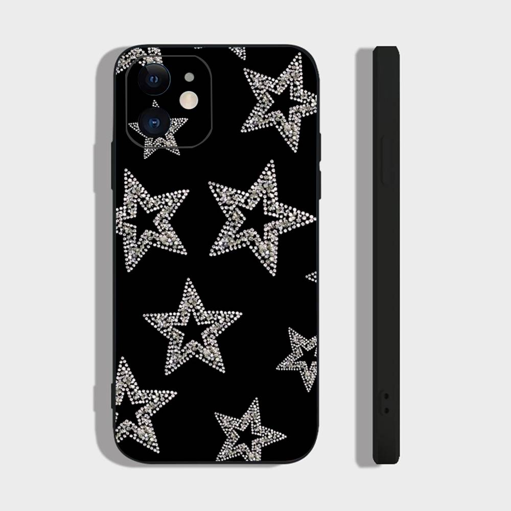 Star Leopard Print Phone Case For IPhone 17 Air 16 15 14 13 Pro Max 11 12 Black Silicone Cover