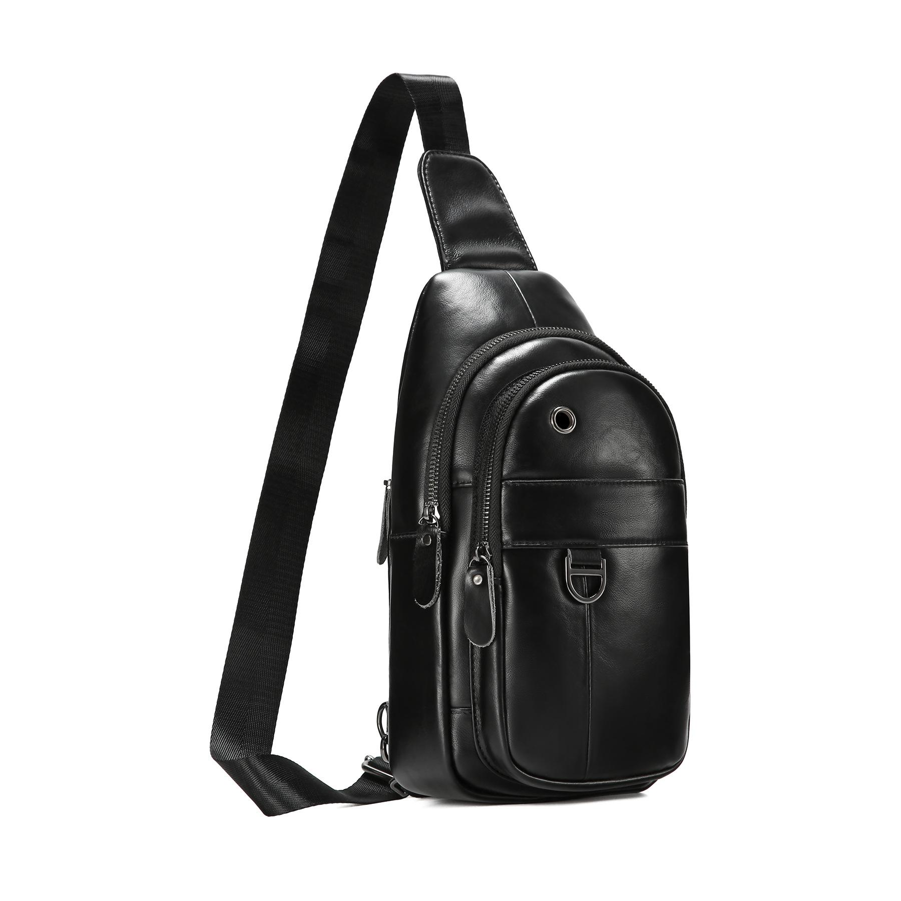 

Мужская нагрудная сумка из натуральной кожи, Ретро тренд, Одноплечевая сумка, Многофункциональная сумка большой вместимости для мужчин, Сумка для поездок на работу чёрный