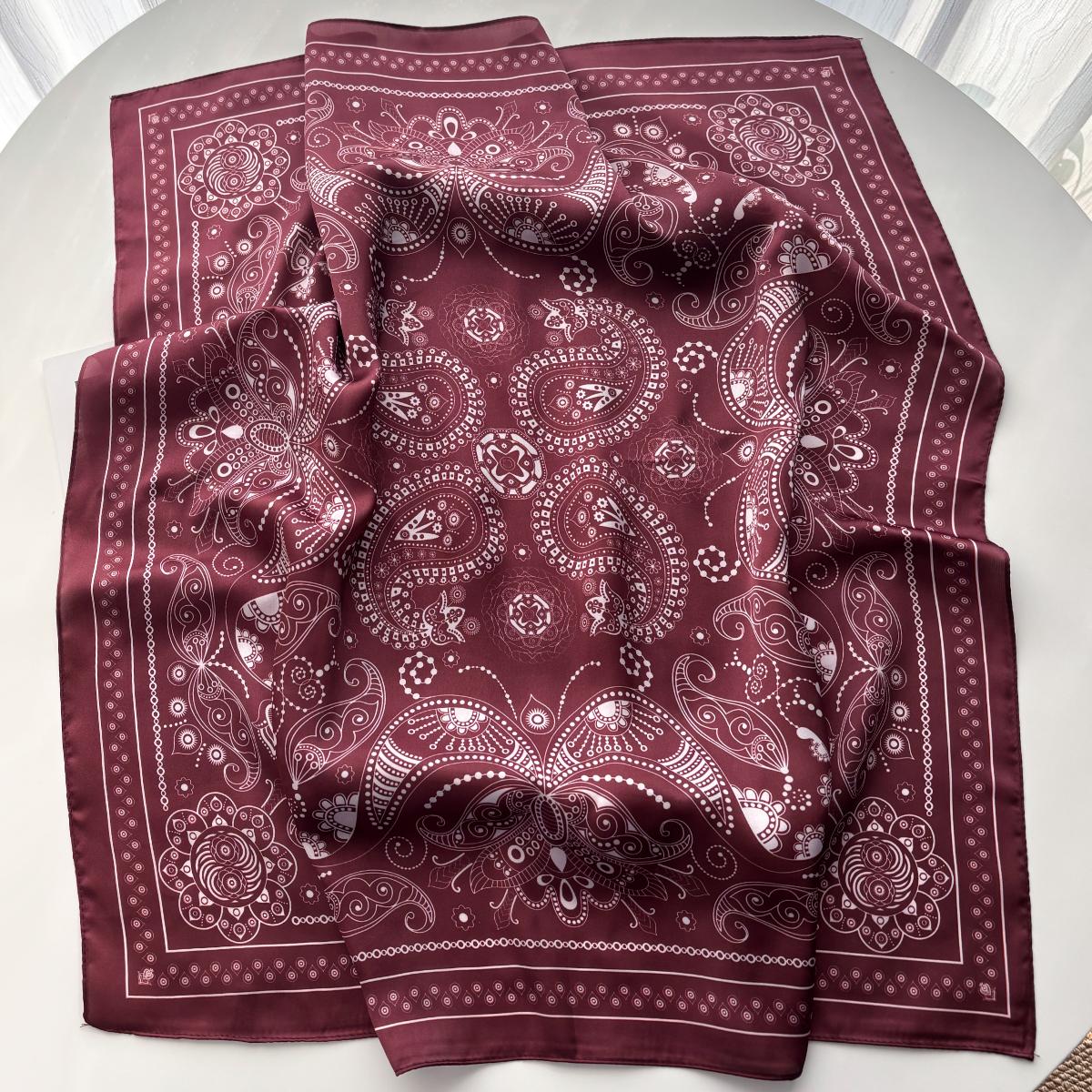 Women Square Scarf Silk Imitation Neckerchief Print Bandana Lady Shawl Scarves Wrap Head Hair Band Ties