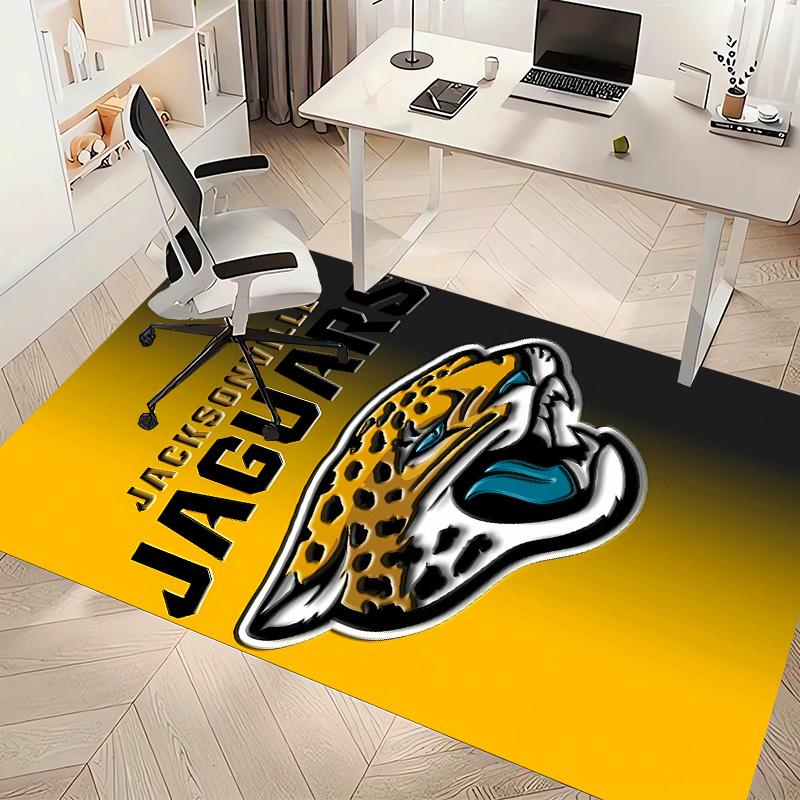 Jacksonville Jaguars Logo Print Area Rug - Soft, Washable Non-Slip Indoor Mat for Office Chairs, Living Room, Home Office Decorative Rug