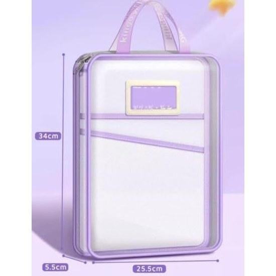 5-color set small file A4 communication bag zipper gusset semi-transparent waterproof large capacity L-type document organization stationery school