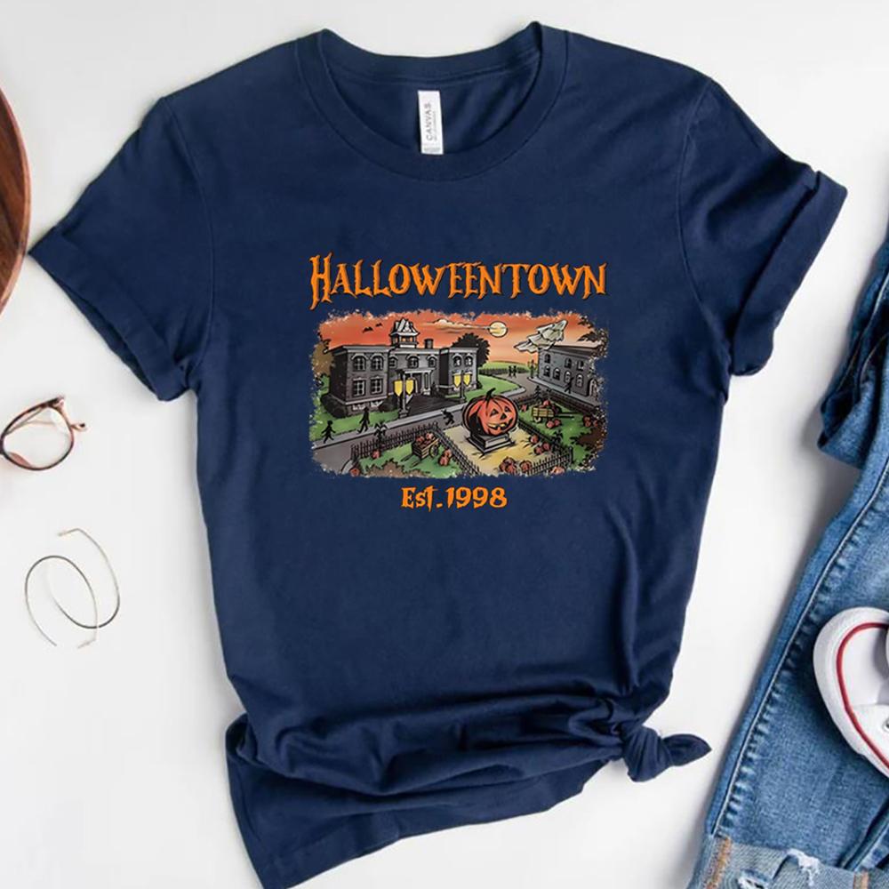 

Halloweentown Est 1998 Tshirt Halloweentown University Shirt Halloween Party Tees Fall Pumpkin Graphic Tee Retro Halloween Tops 4XL