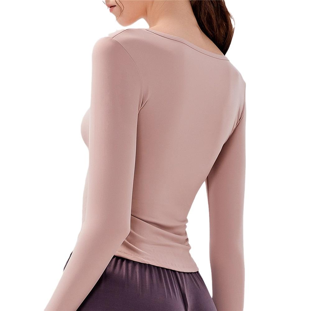 New Spring And Autumn V-neck Sport Top, Yoga Wear, Long-sleeved T-shirt, Professional Running, Quick-drying, Nude Slimming And Fitness Wear For Women