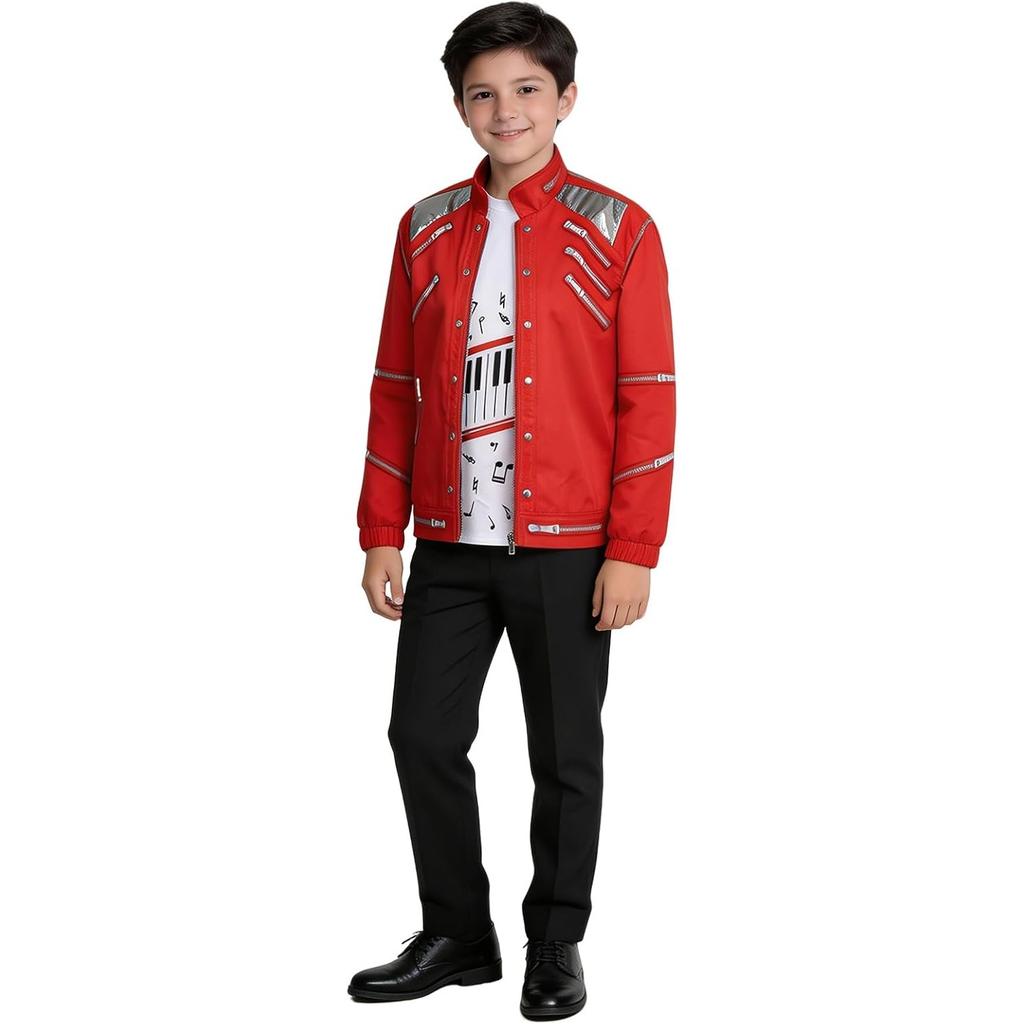 Kinder Tanzstar Kostüm Jungen 80er 90er Pop-König 3D-Druck Jacke Hemd Hose Outfit Geburtstagsparty Cosplay