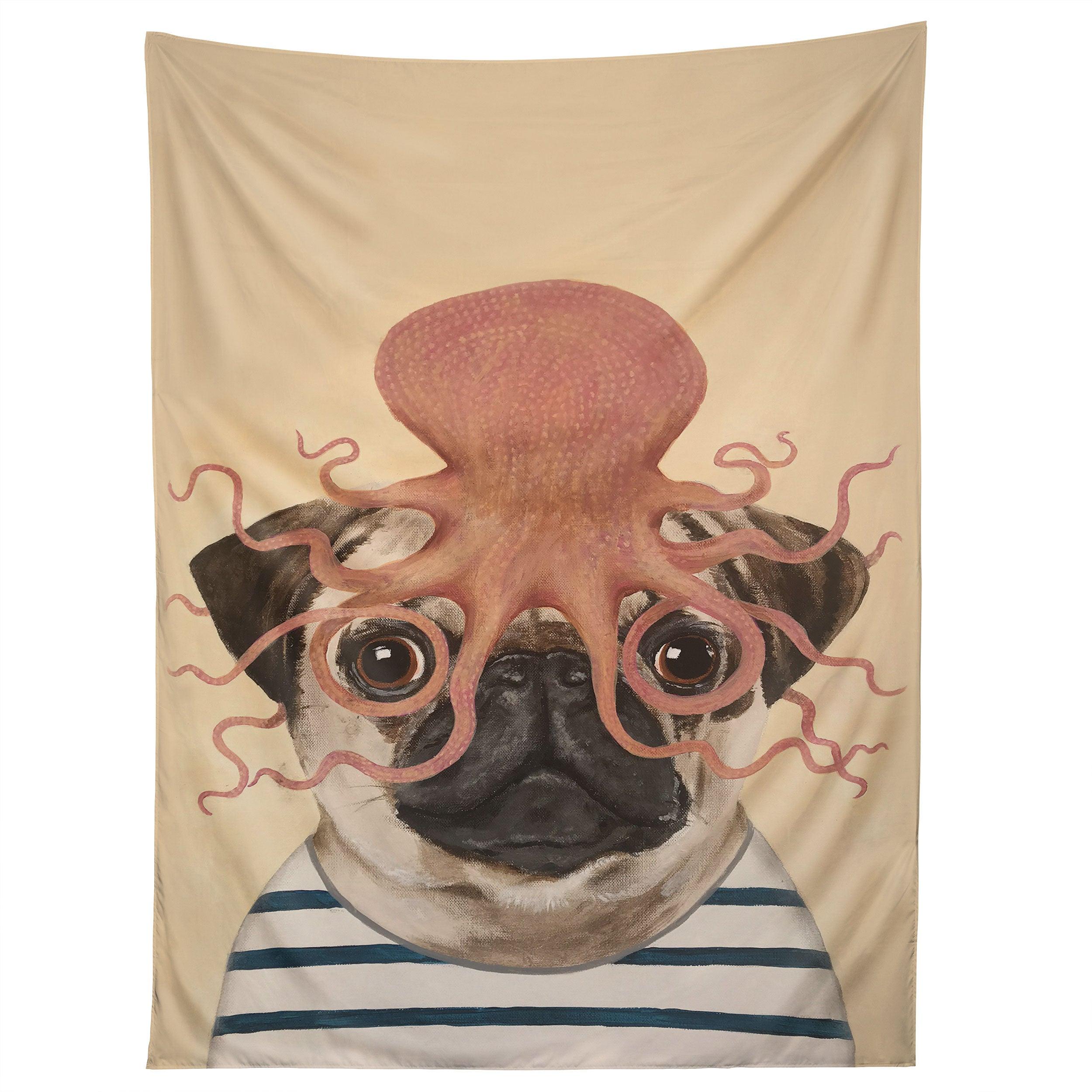 PUG WITH OCTOPUS tapestry 75x100