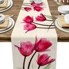 1pc Tulip Linen Table Runner ,Kitchen Dining Table Decoration for Indoor Outdoor Home.Festival gifts,minimalist style.