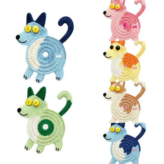 6PCS Wooden Coaster, Cute Puppy Shape, Thermal Insulation Non-Slip Design, Durable Easy to Clean Coasters for Home Office Decor C