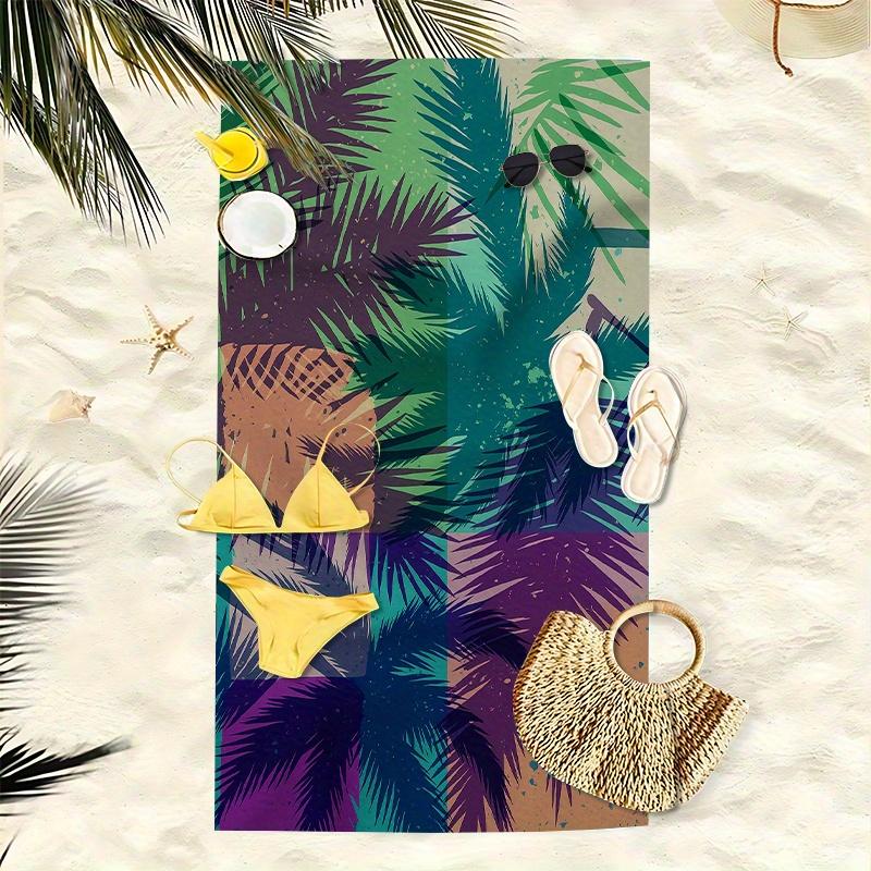 Tropical Palm Leaves Pattern Beach Towel, High Water Absorption Quick Drying Soft and Lightweight, Perfect for Yoga Swimming