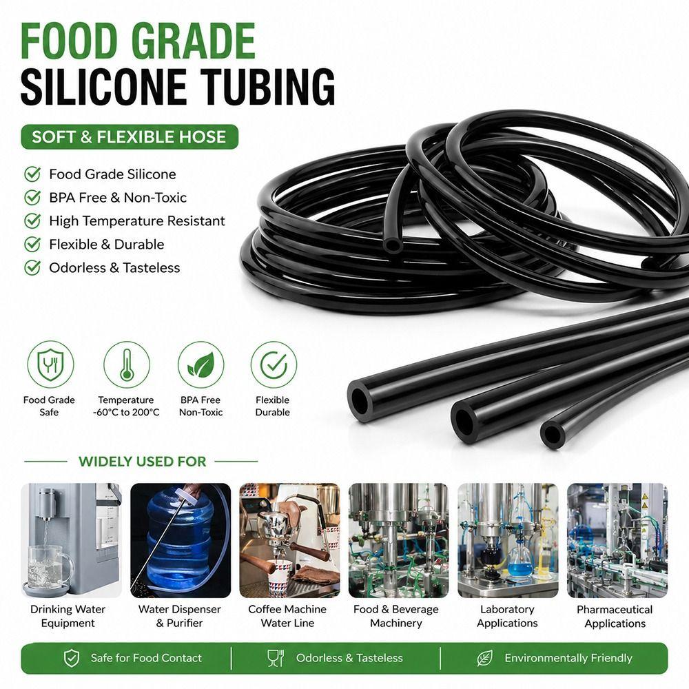 1Pcs ID2-6mm Flexible Rubber Hose Black Water Pipe Durable Garden Pipe  for Garden Water Pipe