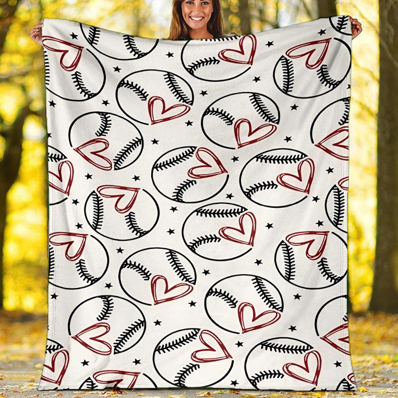 Baseball Theme Printed Blanket - Perfect for Couch, Bed, Travel & Outdoor Use | Machine Washable, Cozy & Durable.