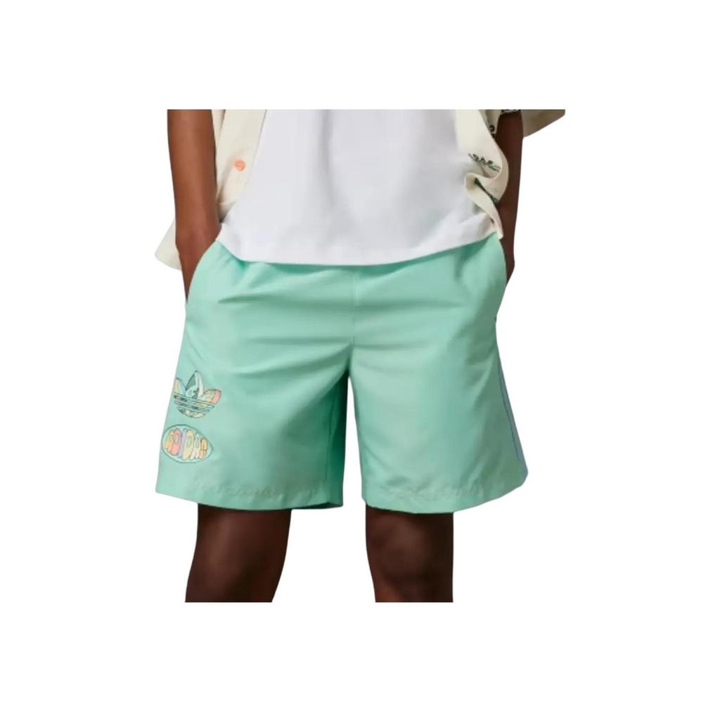 Adidas Originals Trefoil Enjoy Poly Shorts With Three-Stripe Logo Print Men Shorts Green IT8184