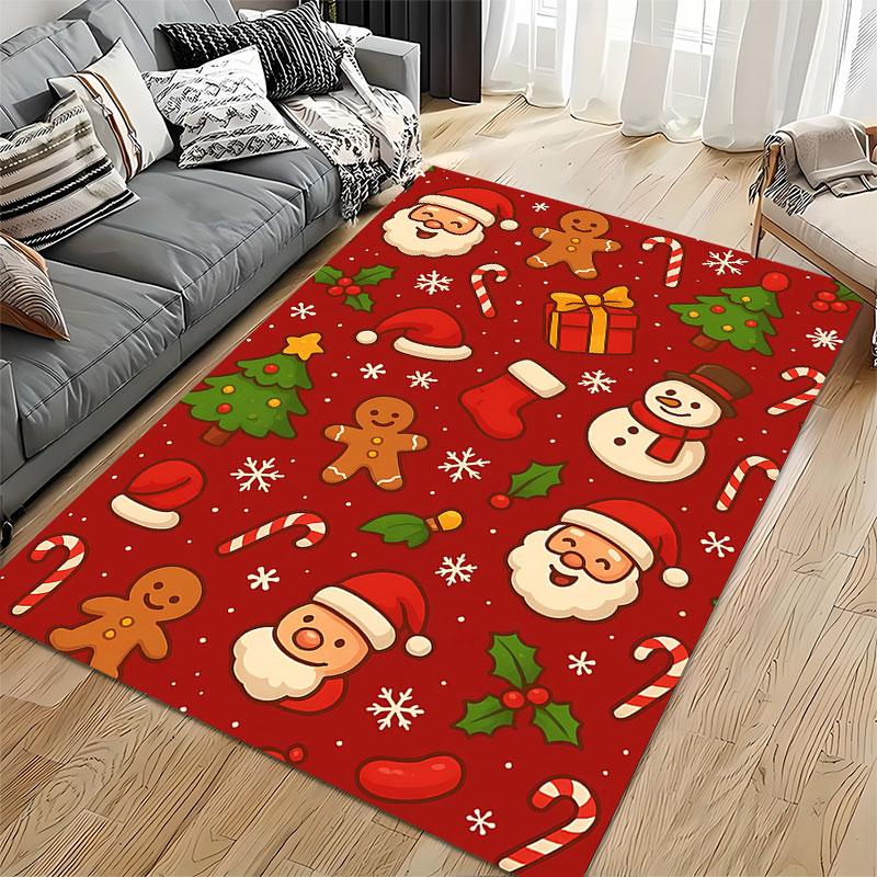 Christmas Cartoon Pattern Carpet suitable as a non-slip mat for the living room or bedroom sofa