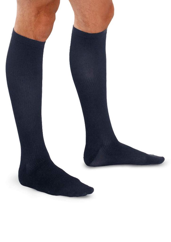 Therafirm Medical Compression Thick Knee Socks for Men To the General Stockings, 10-15mmHg (13-20hPa), (Navy, Medium) (Available Public)