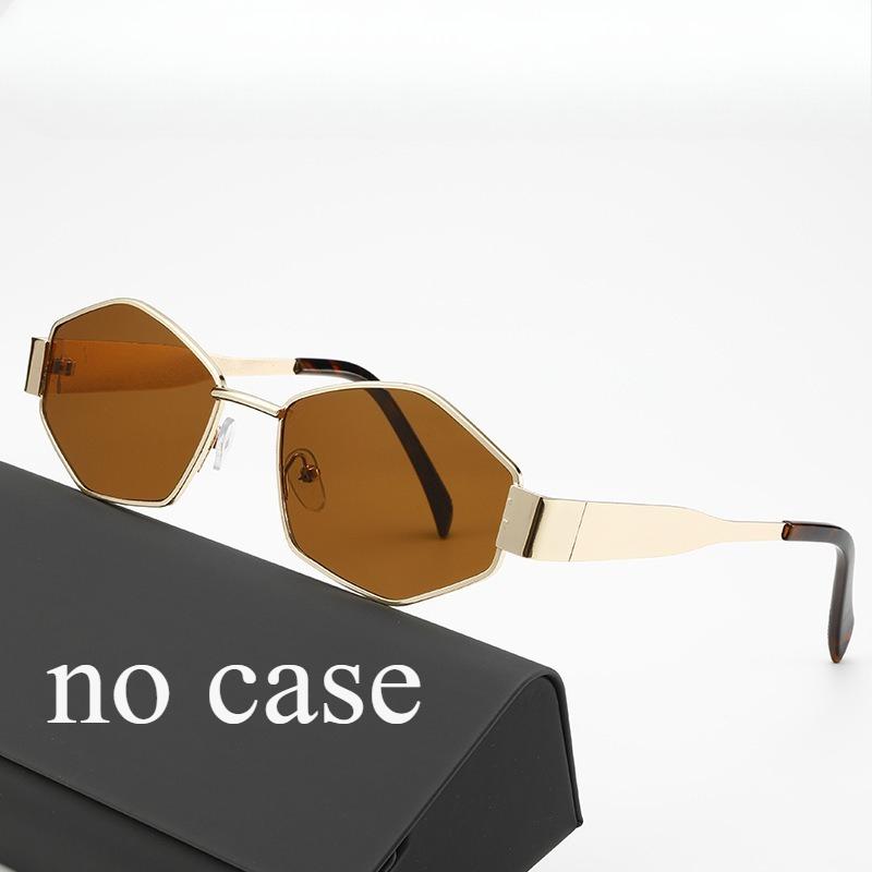 Fashion polygonal metal sunglasses for women high end trendy street photography accessory stylish UV protection