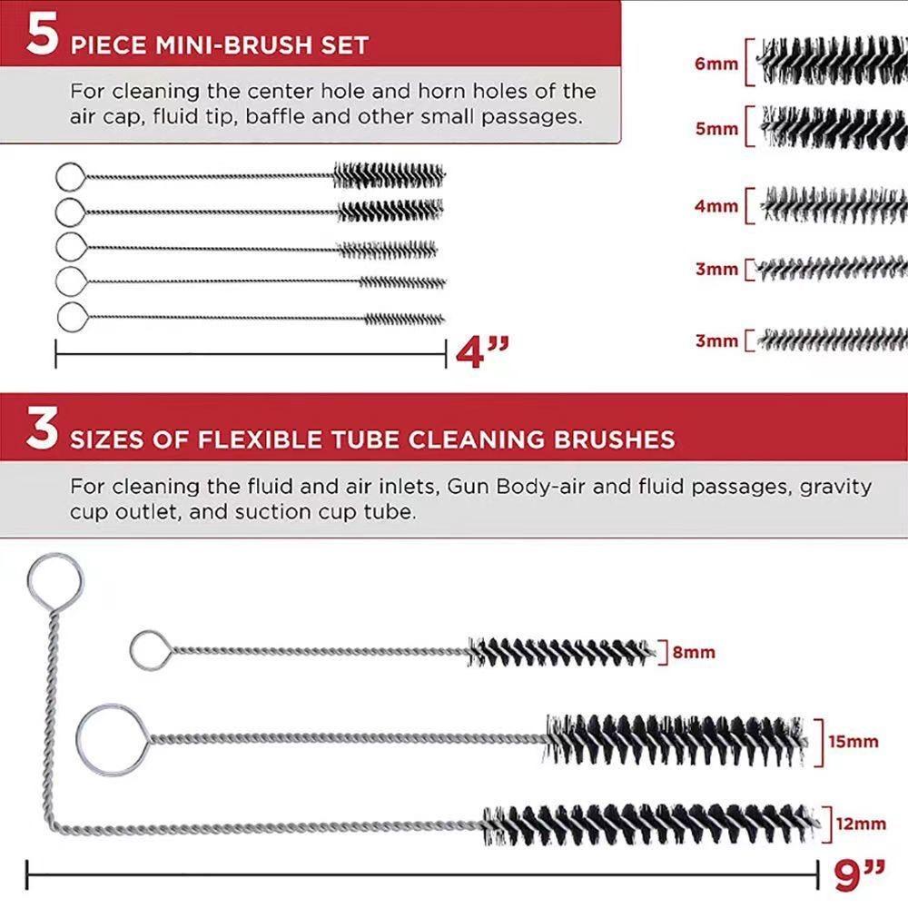 Pneumatische Spritzpistolen-Reinigungsset Reinigungsbürste 22-teiliges Set Wartungswerkzeugsatz Bürste Reinigungsöl Professionelles Set