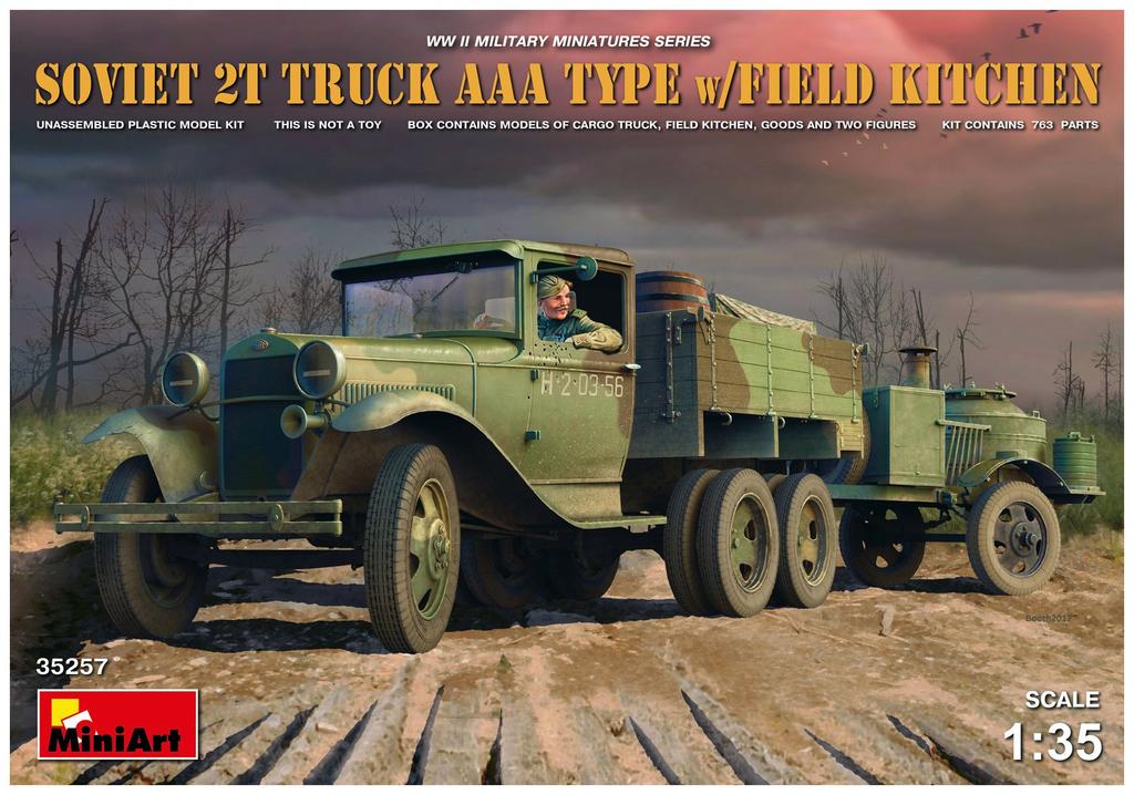 Miniart Scale Soviet Truck Type AAA Field Plastic Model MA35257 1/35 2-Ton (with Kitchen)