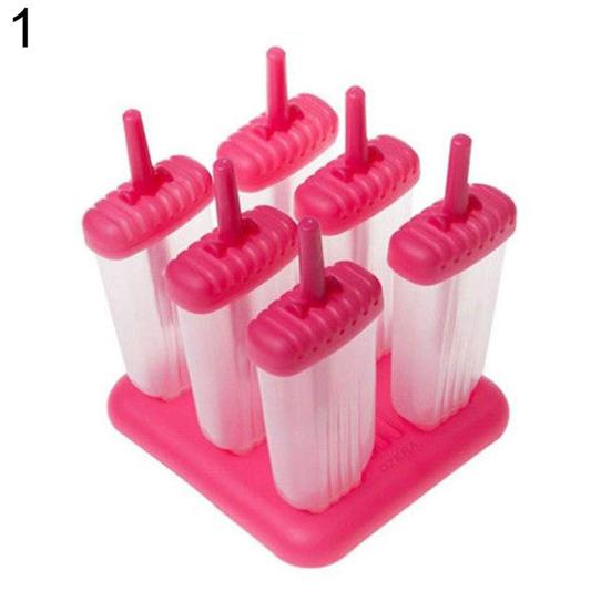6 Grids Silicone Summer Ice-lolly Ice Cream DIY Maker Mould Tray with Stand