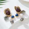 Elegant Retro Pearl & Animal Metal Pictographic Pendant Earrings