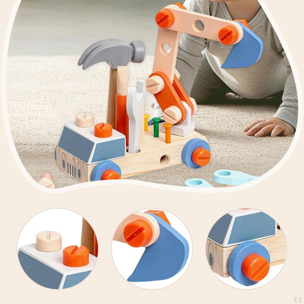Wooden Tools Car Set Kids Tool Holiday Birthday Gift Construction Toys Learning for