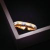 Elegant Baroque Inspired Two Tone Gold Ring with Diamond Accents and Intricate Floral Engraving for Women