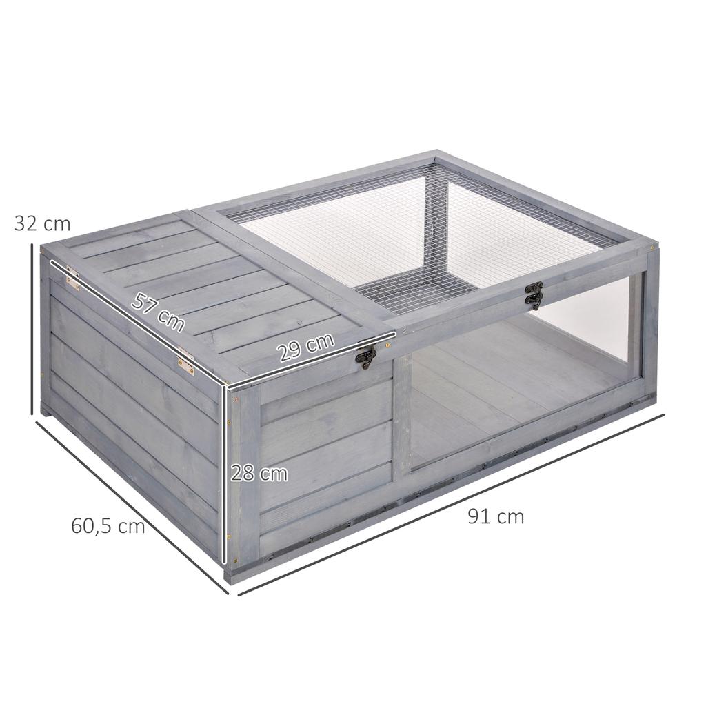 Tortoise House, Small Reptile Wooden House, with Mesh Roofs, Side Panels, for Turtles, Lizards, Geckos and Snakes