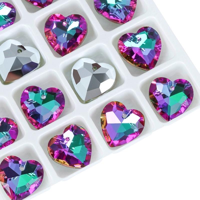 Кристалл Австрия 6432 Подвески с огранкой «Сердце» Россыпь страз Шармы Стеклянные украшения Камни для изготовления ожерелий и украшений своими руками 12 шт. 14x14mm-12pcs