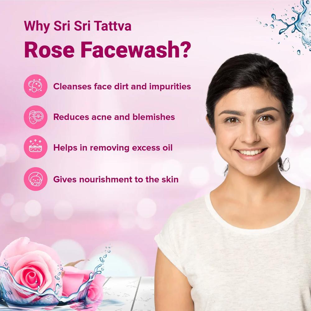Sri Sri Rose Face Wash - For Toned & Glowing Skin, 60 ml