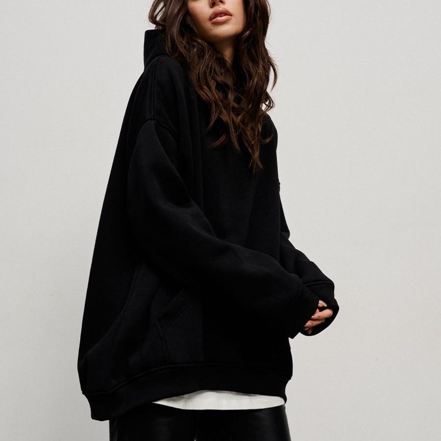 GMXIA Damska bluza z kapturem jesień i zima Street Shaker Loose Pocket Hooded Sweatshirt