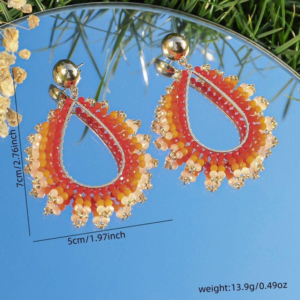 Bohemia Crystal Beaded Earrings Crystal Pendant Earrings  Summer Party Jewelry Accessories
