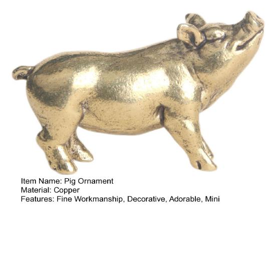 Pig Ornament Delicate Adorable Vivid Copper Miniature Pig Figurine Desk Ornament Home Decoration