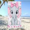 Cute Pink Bow Elephant Beach Towel Patterned Sunscreen And Windproof Suitable For Swimming Pool Camping Travel Blanket