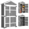 Garden Shed Waterproof Garden Storage With Metal Roof Double Door For Gardening Tools 105x55x179cm Gray